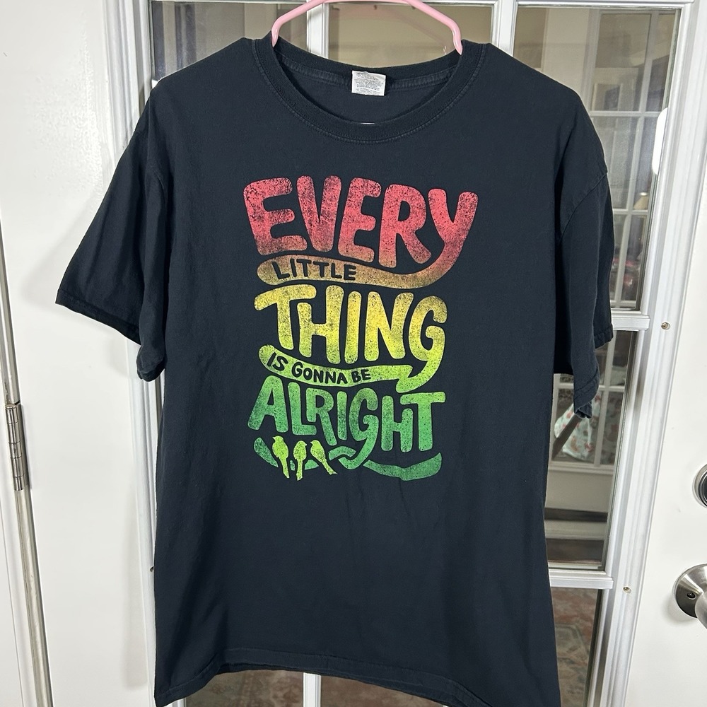 Fruit Of The Loom HD Cotton Every Little‎ Thing Is Gonna Be Alright Rasta Size L